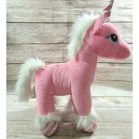 Build A Bear BABW Plush Candy Cane Unicorn Stuffed Animal Pink White Sparkles - Picture 1 of 5